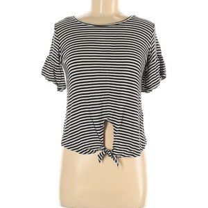 Striped Black and White Short Sleeve Top Size M